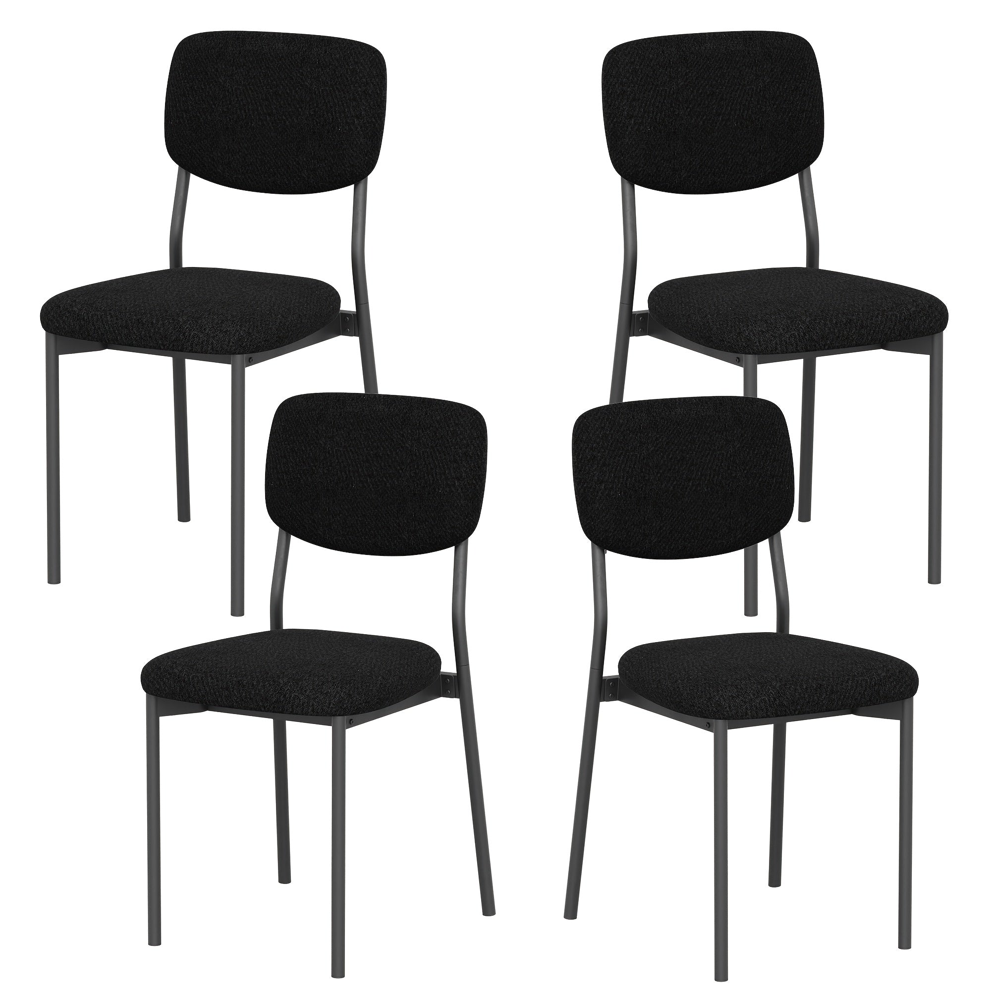 Modern Dining Chair Set for 2-4-6 People Seating, Stackable Upholstered Dining Room Chairs, Kitchen Chairs with Soft Velvet Or Linen Backrest & Sturdy Metal Legs for Living Room, Restaurant, Chair Set Without Table