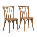 Outdoor Plastic Dining Chairs Set of 2, Stackable Wicker Back Patio Chairs, Waterproof Indoor Outdoor Kitchen Chairs with 400lbs Capacity Brown\u002FBlack\u002FWhite Stacking Chairs