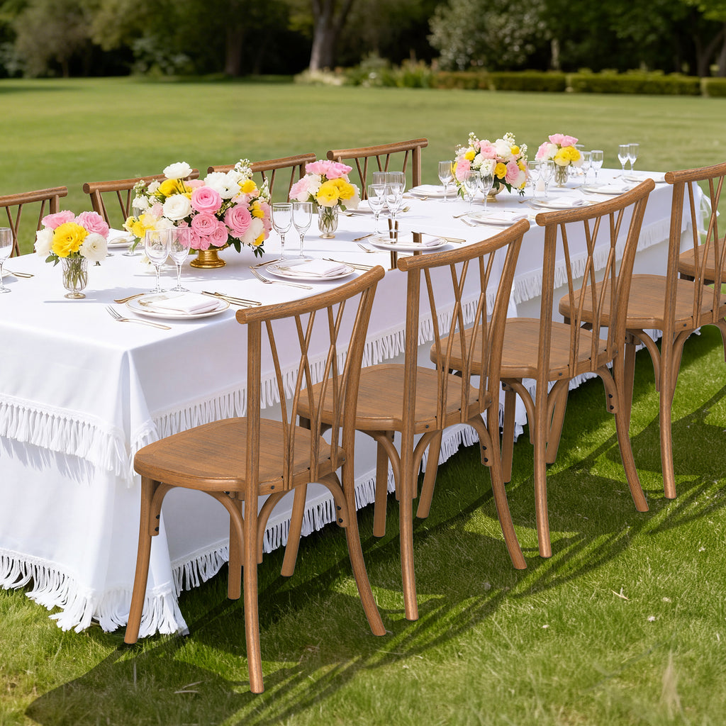Outdoor Plastic Dining Chairs Set of 2, Stackable Wicker Back Patio Chairs, Waterproof Indoor Outdoor Kitchen Chairs with 400lbs Capacity Brown\u002FBlack\u002FWhite Stacking Chairs