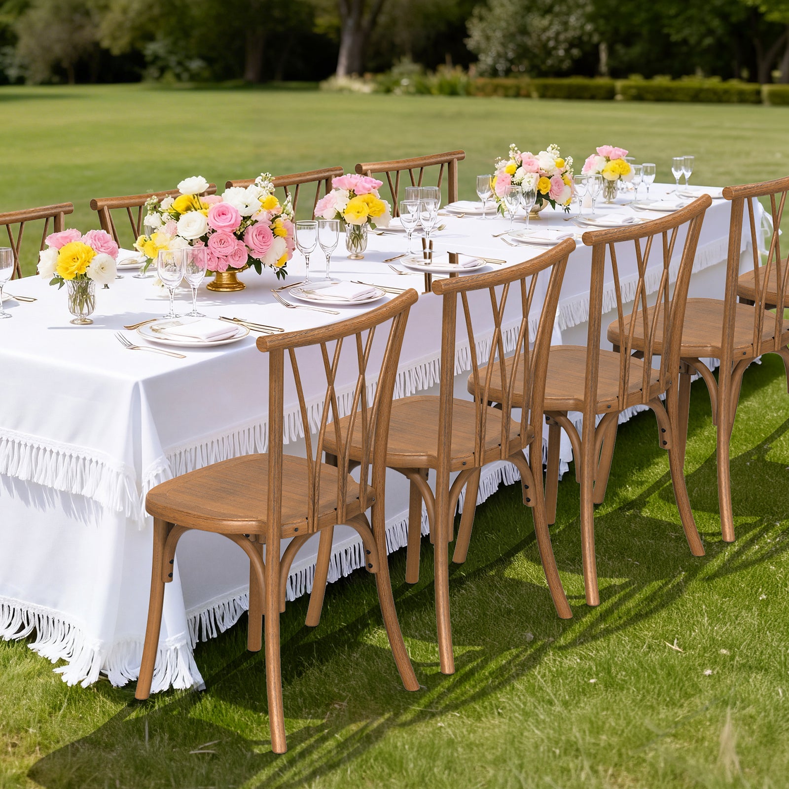 Outdoor Plastic Dining Chairs Set of 2, Stackable Wicker Back Patio Chairs, Waterproof Indoor Outdoor Kitchen Chairs with 400lbs Capacity Brown\u002FBlack\u002FWhite Stacking Chairs