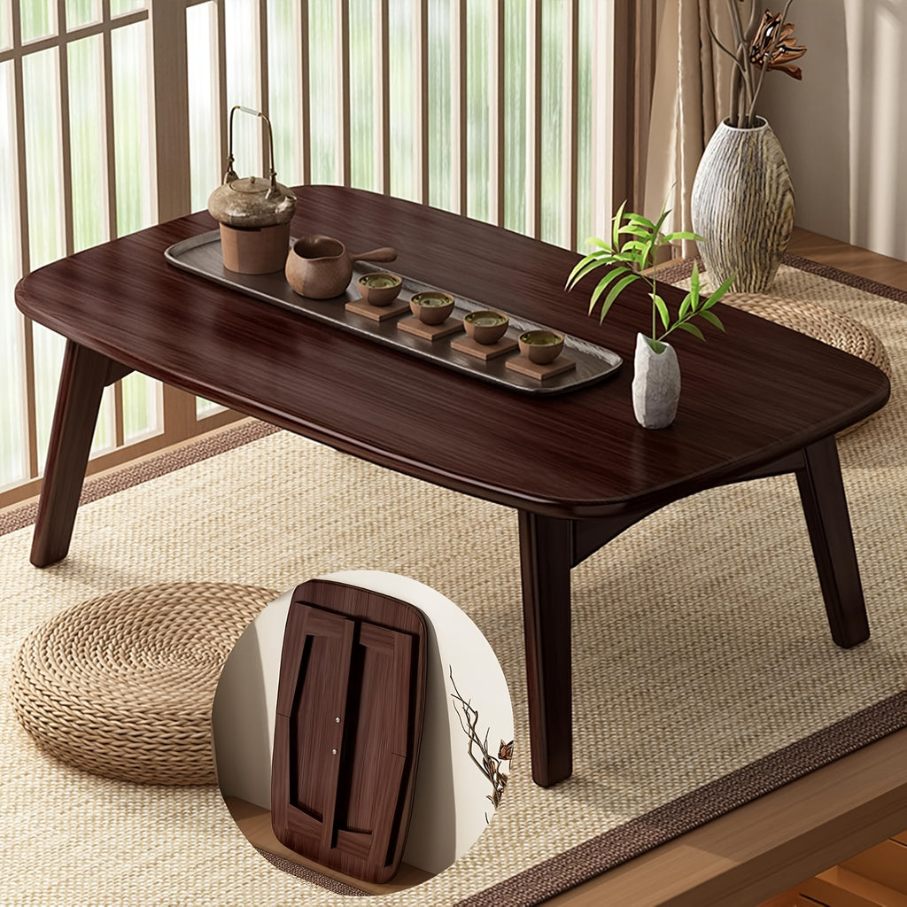 Bamboo Folding Coffee Table, Low-Profile Folding Dining Table, Oriental Folding Table, Suitable for Living Room Small Spaces, Picnic Table, Portable Floor Table, Adult Floor Table, 31.5x15.7x13.8in H