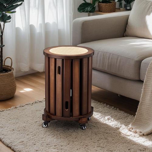 4pcs Modern Stackable Dining Chair Set with Woven Rattan Accents and A Movable Base. Space-saving and Easy to Store, Suitable for Homes, Kitchens, and Apartments (dining Table Not Included).