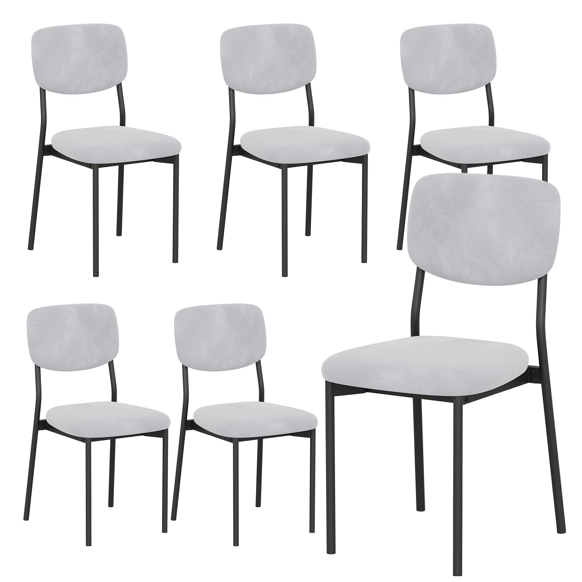 Modern Dining Chair Set for 2-4-6 People Seating, Stackable Upholstered Dining Room Chairs, Kitchen Chairs with Soft Velvet Or Linen Backrest & Sturdy Metal Legs for Living Room, Restaurant, Chair Set Without Table