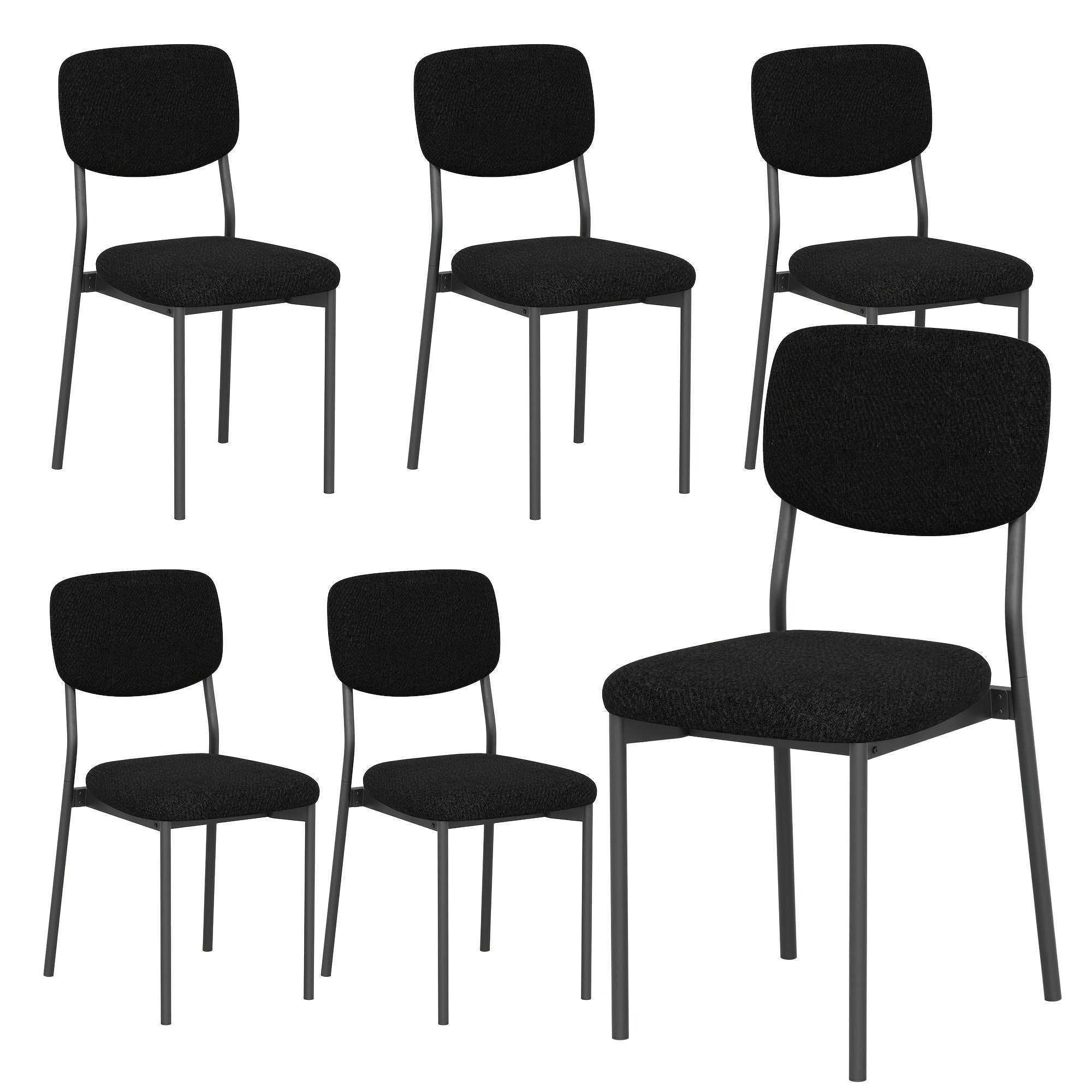 Modern Dining Chair Set for 2-4-6 People Seating, Stackable Upholstered Dining Room Chairs, Kitchen Chairs with Soft Velvet Or Linen Backrest & Sturdy Metal Legs for Living Room, Restaurant, Chair Set Without Table