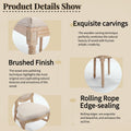 French Country Dining Chairs Set of 2, Upholstered Chairs with Round Back, Wire Drawing And Carving Techniques, Disassemblable And Stackable, for Living Room, Kitchen, Restaurant Use, Beige