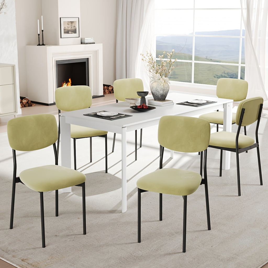 Modern Dining Chair Set for 2-4-6 People Seating, Stackable Upholstered Dining Room Chairs, Kitchen Chairs with Soft Velvet Or Linen Backrest & Sturdy Metal Legs for Living Room, Restaurant, Chair Set Without Table