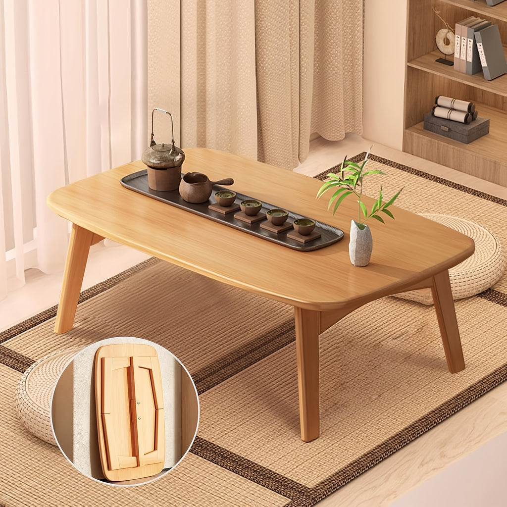 Bamboo Folding Coffee Table, Low-Profile Folding Dining Table, Oriental Folding Table, Suitable for Living Room Small Spaces, Picnic Table, Portable Floor Table, Adult Floor Table, 31.5x15.7x13.8in H