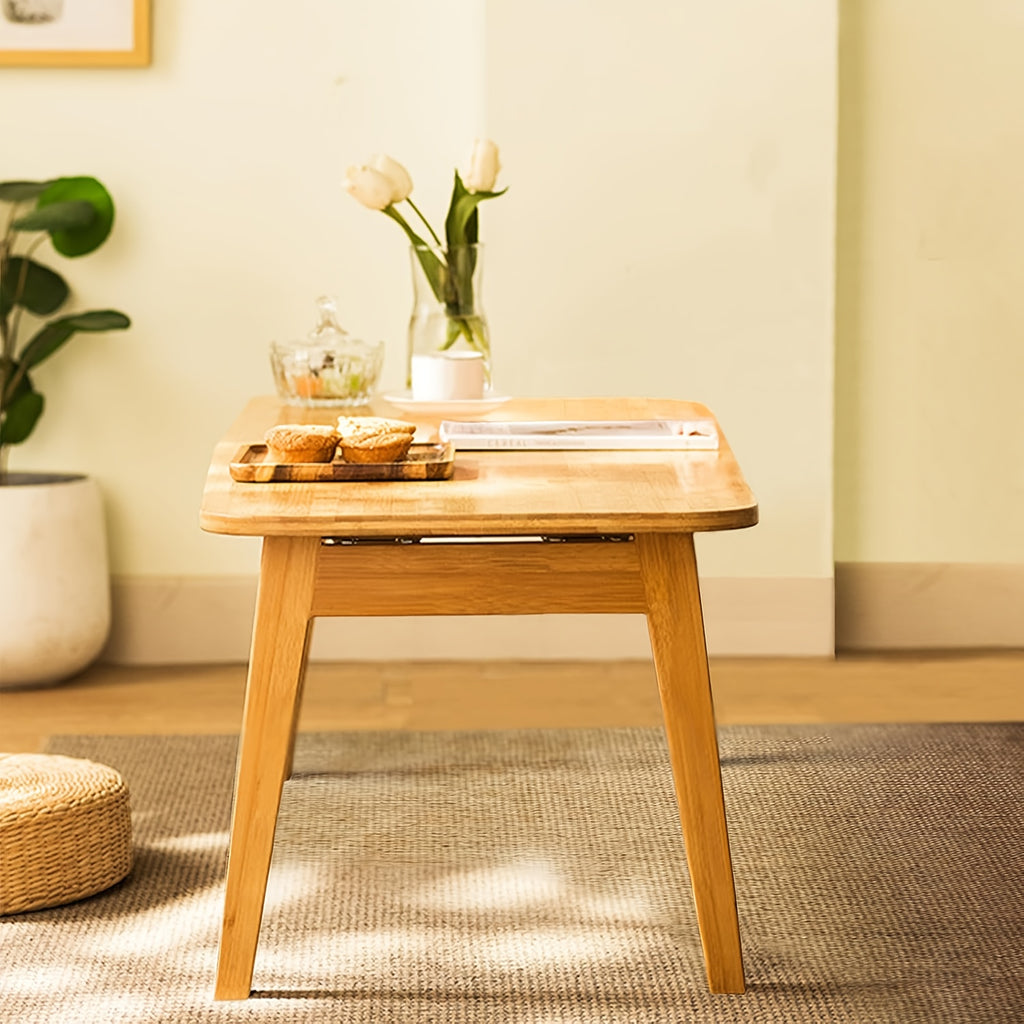 Bamboo Folding Coffee Table, Low-Profile Folding Dining Table, Oriental Folding Table, Suitable for Living Room Small Spaces, Picnic Table, Portable Floor Table, Adult Floor Table, 31.5x15.7x13.8in H
