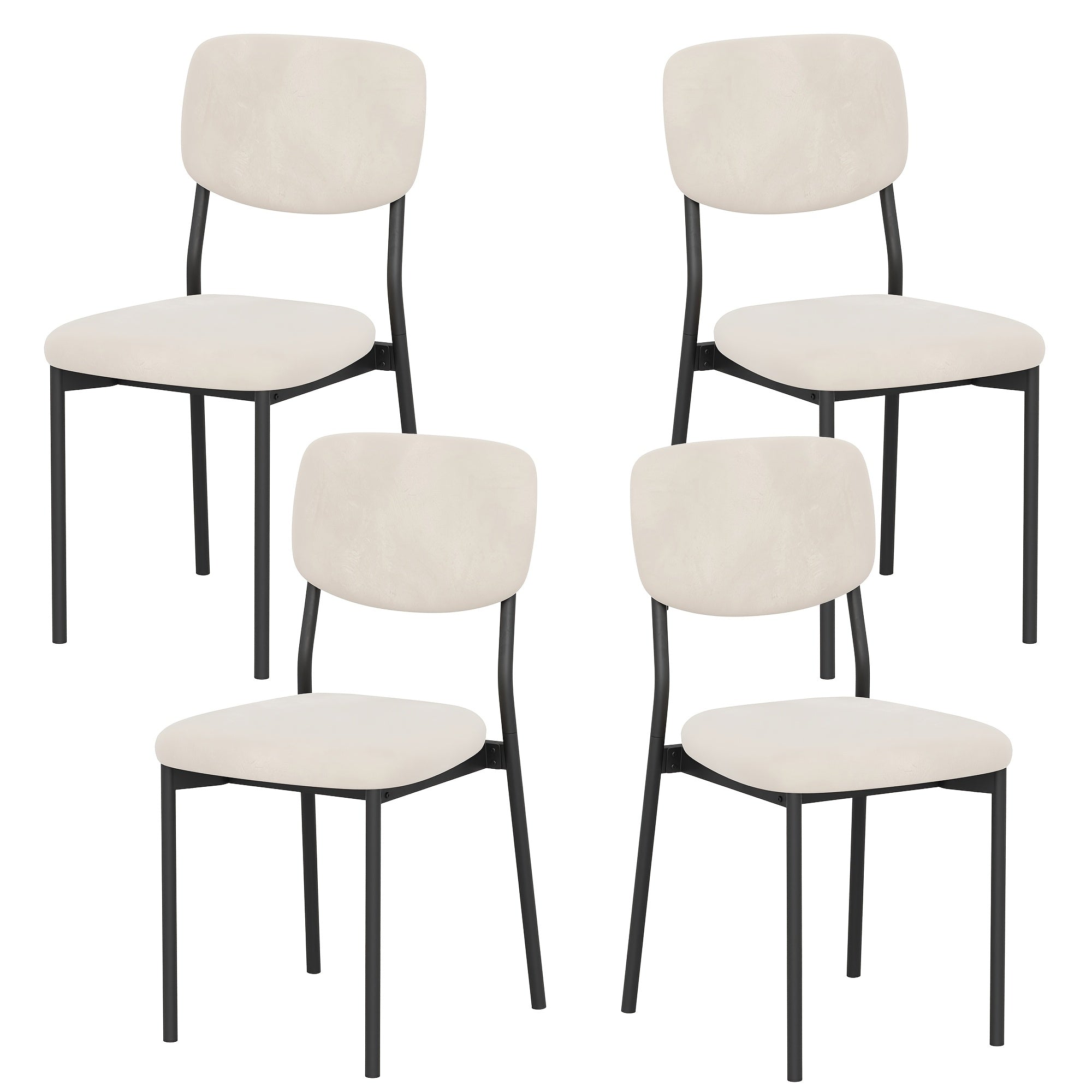 Modern Dining Chair Set for 2-4-6 People Seating, Stackable Upholstered Dining Room Chairs, Kitchen Chairs with Soft Velvet Or Linen Backrest & Sturdy Metal Legs for Living Room, Restaurant, Chair Set Without Table