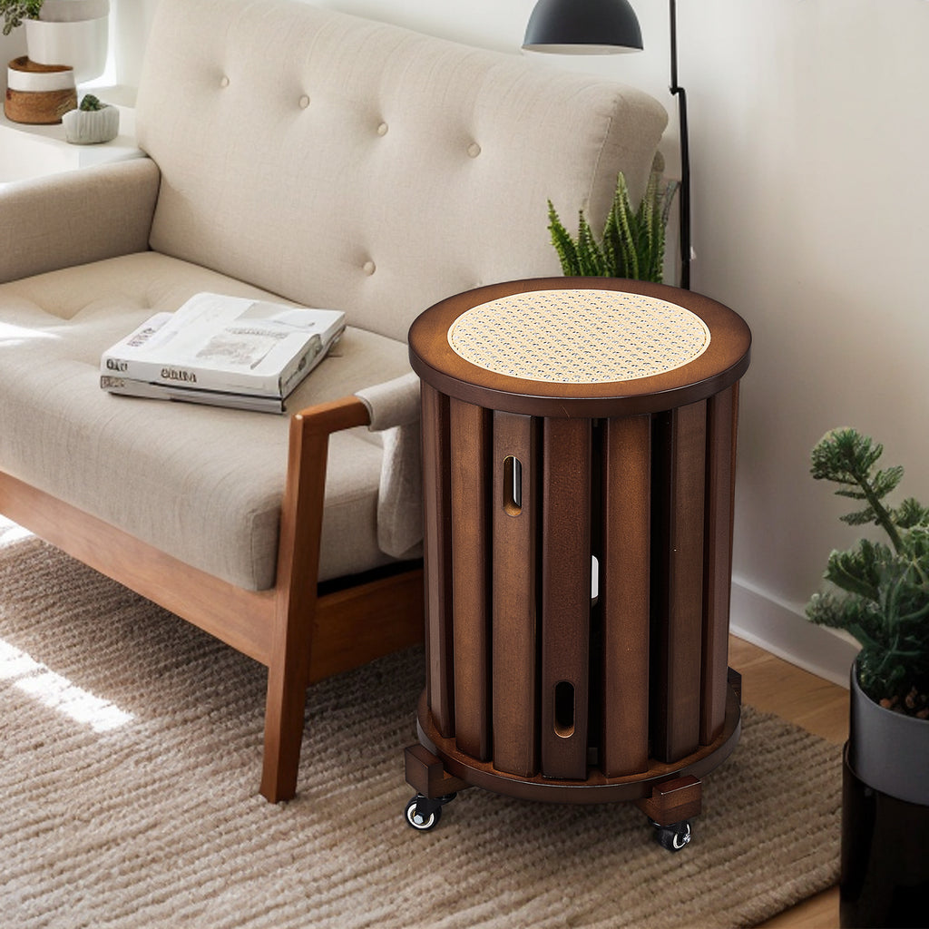 4pcs Modern Stackable Dining Chair Set with Woven Rattan Accents and A Movable Base. Space-saving and Easy to Store, Suitable for Homes, Kitchens, and Apartments (dining Table Not Included).