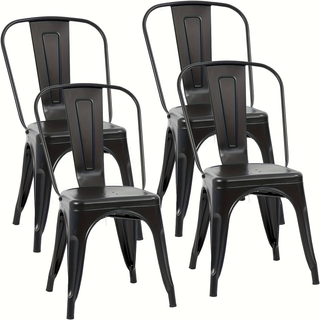Metal Dining Chairs Set of 4 Indoor And Outdoor Chairs Patio Chairs Kitchen Metal Chairs 18 Inch Seat High Dining Chair Metal Stacking Chair Tolix Side Bar Chair 330LBS Weight