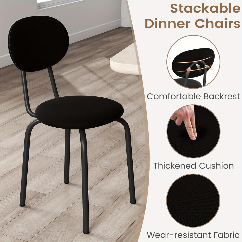 Collection of Four Dining Chairs That Are Stackable, Featuring Foam Cushioning on The Seat And Back, Designed for Modern Spaces, with a Robust Weight Limit of 400 Pounds, Available in Black, Gray, Or Beige