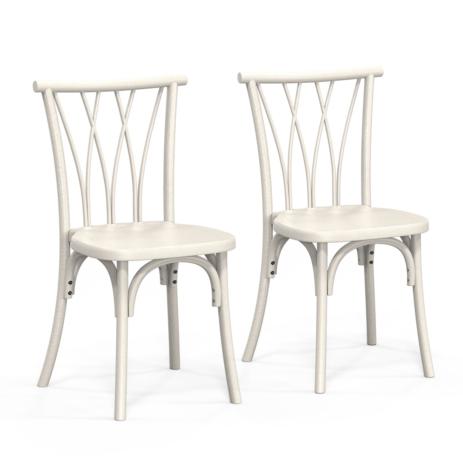 Outdoor Plastic Dining Chairs Set of 2, Stackable Wicker Back Patio Chairs, Waterproof Indoor Outdoor Kitchen Chairs with 400lbs Capacity Brown\u002FBlack\u002FWhite Stacking Chairs
