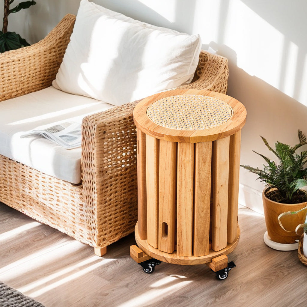 4pcs Modern Stackable Dining Chair Set with Woven Rattan Accents and A Movable Base. Space-saving and Easy to Store, Suitable for Homes, Kitchens, and Apartments (dining Table Not Included).