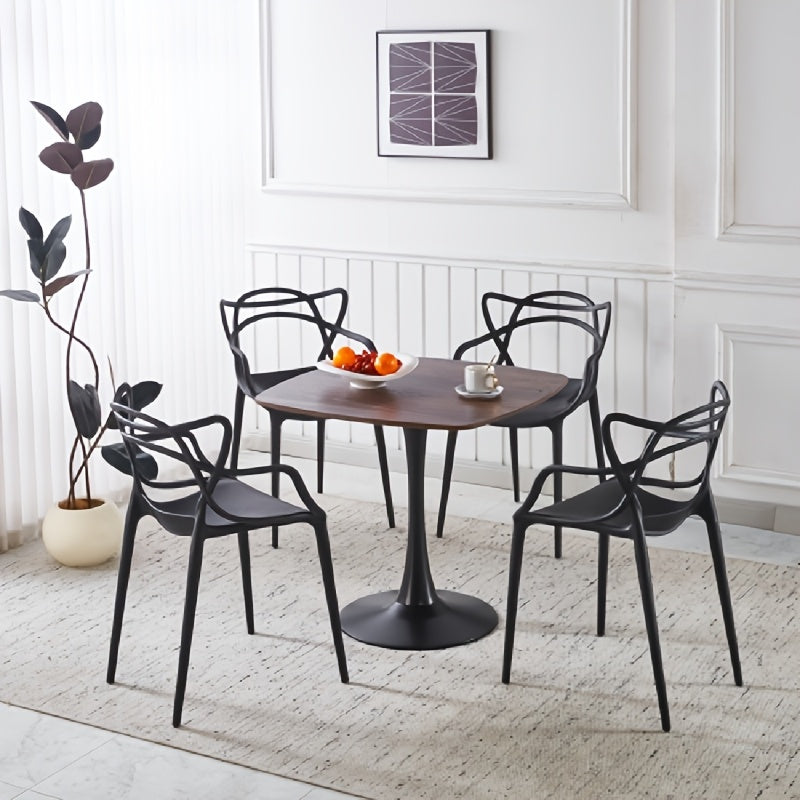 4-Pack Modern Bohemian Stackable Dining Chairs Suitable for Indoor\u002FOutdoor Use, All-Weather Resistant Plastic -Back Chairs with Entangled Side & Color, Space-Saving Patio Furniture for Kitchen, Balcony, Restaurant, Porch