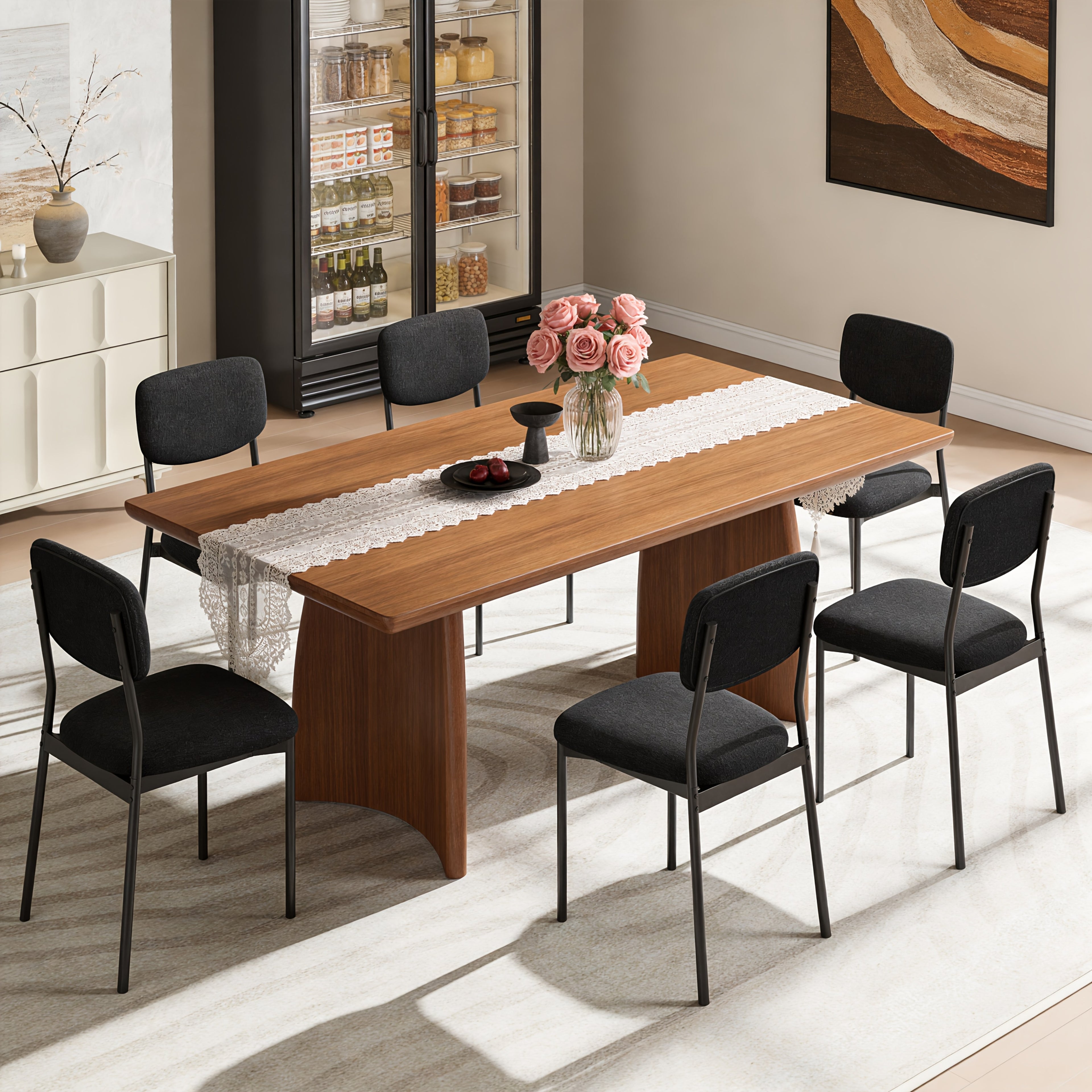 Modern Dining Chair Set for 2-4-6 People Seating, Stackable Upholstered Dining Room Chairs, Kitchen Chairs with Soft Velvet Or Linen Backrest & Sturdy Metal Legs for Living Room, Restaurant, Chair Set Without Table
