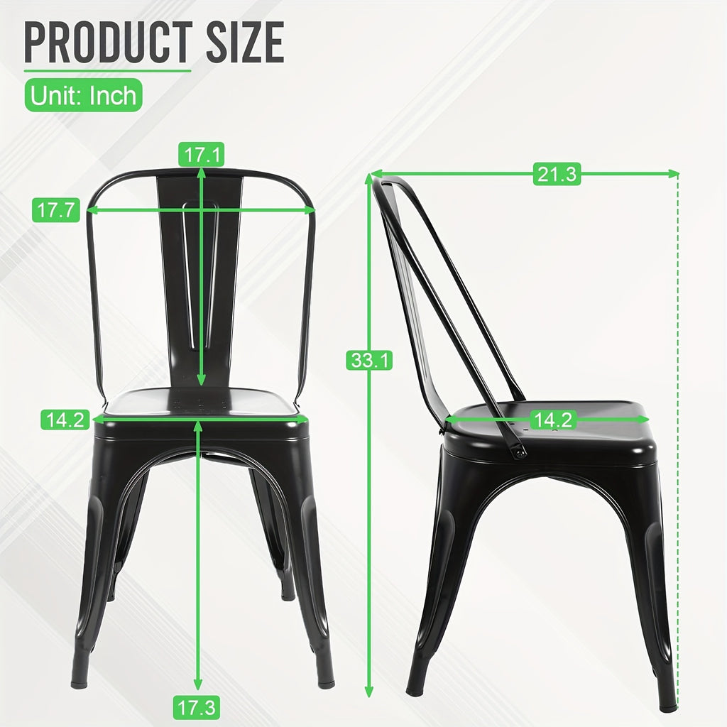 Metal Dining Chairs Set of 4 Indoor And Outdoor Chairs Patio Chairs Kitchen Metal Chairs 18 Inch Seat High Dining Chair Metal Stacking Chair Tolix Side Bar Chair 330LBS Weight