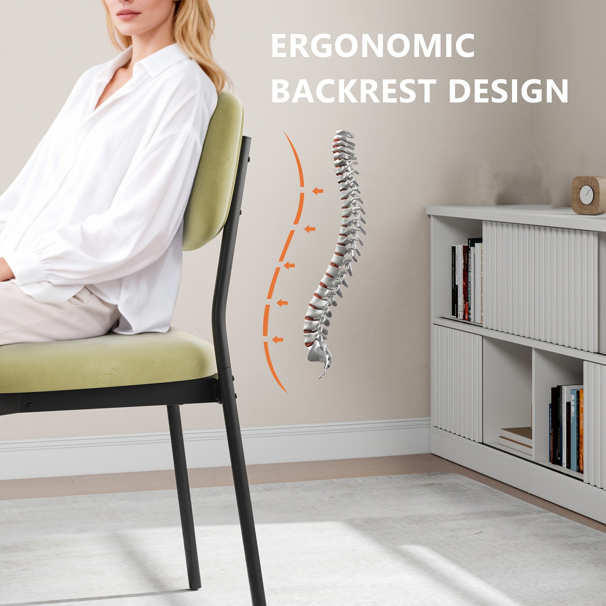 Modern Dining Chair Set for 2-4-6 People Seating, Stackable Upholstered Dining Room Chairs, Kitchen Chairs with Soft Velvet Or Linen Backrest & Sturdy Metal Legs for Living Room, Restaurant, Chair Set Without Table