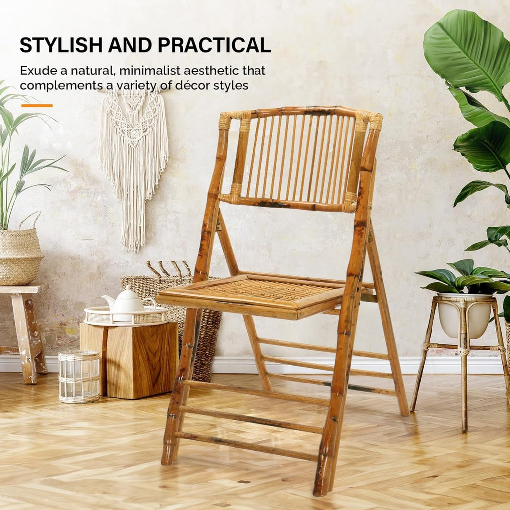 1\u002F2\u002F4 Pack Wooden Bamboo Folding Dining Chairs-Foldable Comfortable Seat Chairs for Indoor Outdoor Garden Lawn Backyard Patio Porch Wedding Party Event Banquet Stacking Chairs
