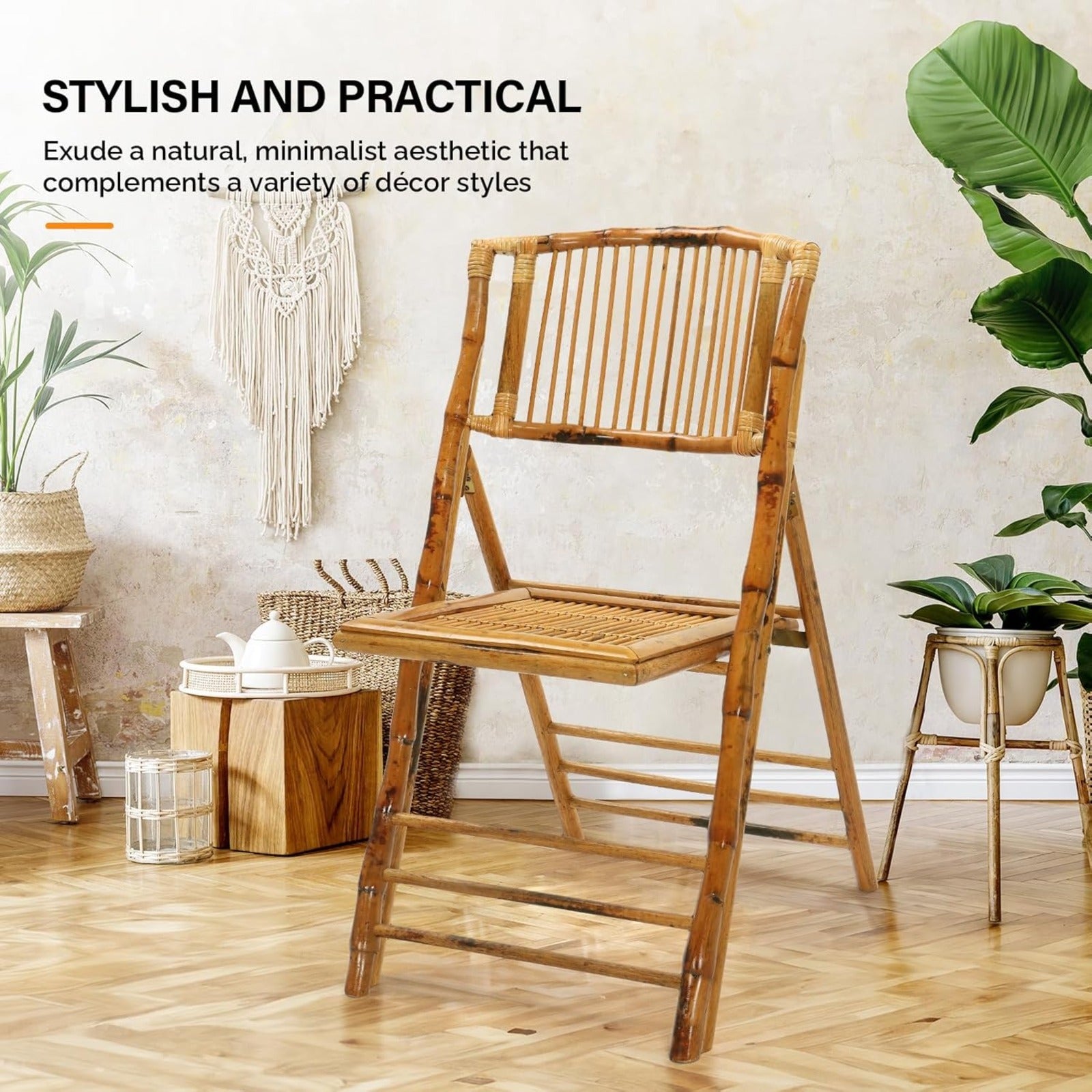 1\u002F2\u002F4 Pack Wooden Bamboo Folding Dining Chairs-Foldable Comfortable Seat Chairs for Indoor Outdoor Garden Lawn Backyard Patio Porch Wedding Party Event Banquet Stacking Chairs