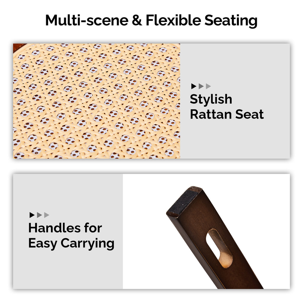 4pcs Modern Stackable Dining Chair Set with Woven Rattan Accents and A Movable Base. Space-saving and Easy to Store, Suitable for Homes, Kitchens, and Apartments (dining Table Not Included).