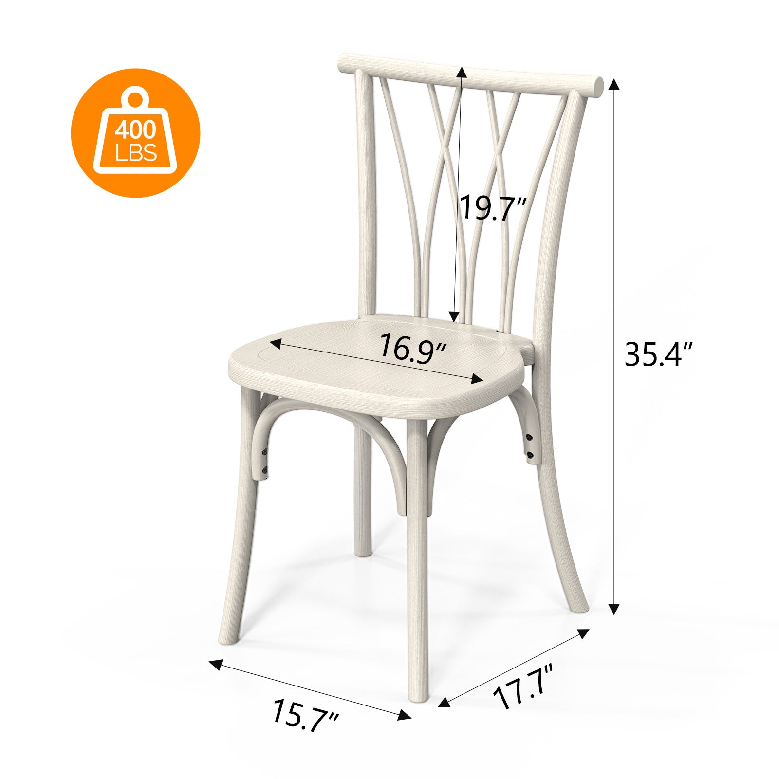 Outdoor Plastic Dining Chairs Set of 2, Stackable Wicker Back Patio Chairs, Waterproof Indoor Outdoor Kitchen Chairs with 400lbs Capacity Brown\u002FBlack\u002FWhite Stacking Chairs