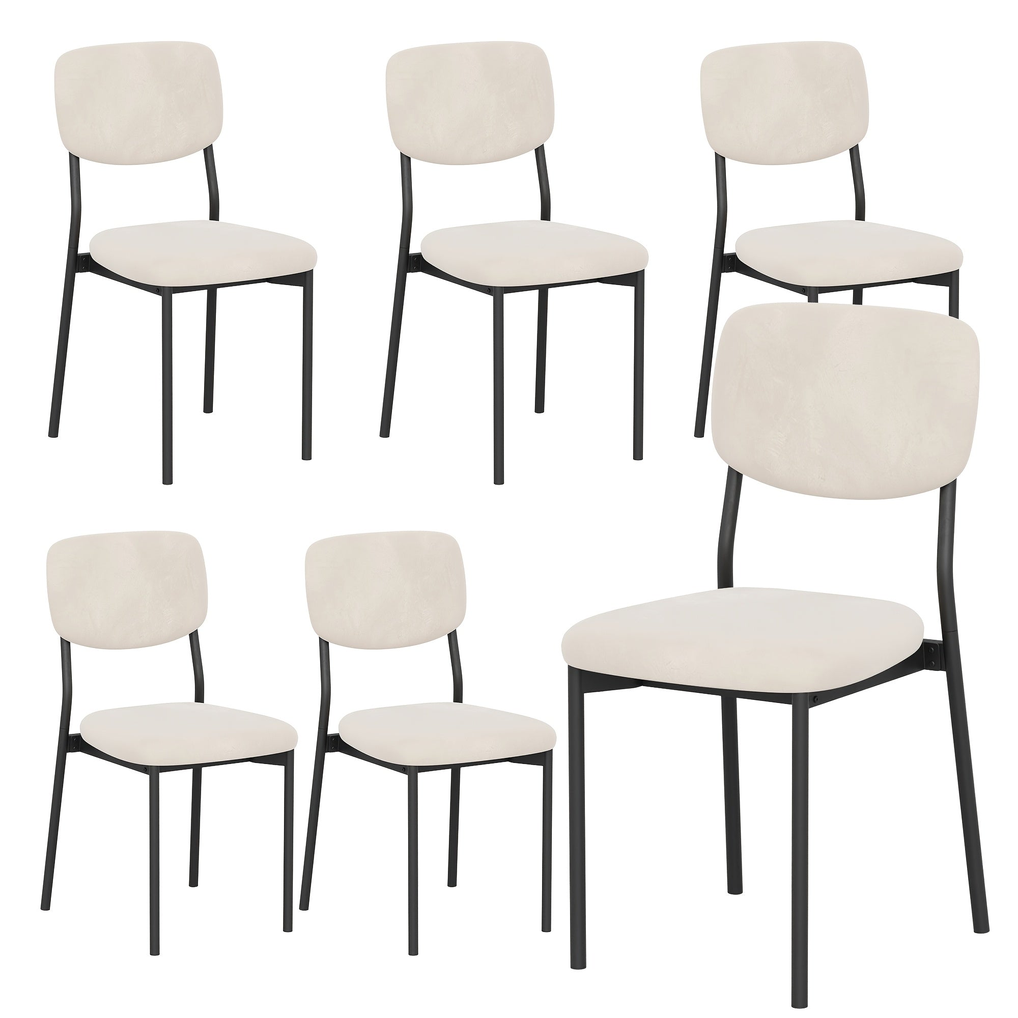Modern Dining Chair Set for 2-4-6 People Seating, Stackable Upholstered Dining Room Chairs, Kitchen Chairs with Soft Velvet Or Linen Backrest & Sturdy Metal Legs for Living Room, Restaurant, Chair Set Without Table