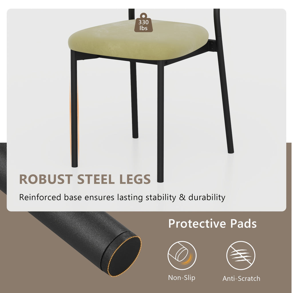 Modern Dining Chair Set for 2-4-6 People Seating, Stackable Upholstered Dining Room Chairs, Kitchen Chairs with Soft Velvet Or Linen Backrest & Sturdy Metal Legs for Living Room, Restaurant, Chair Set Without Table