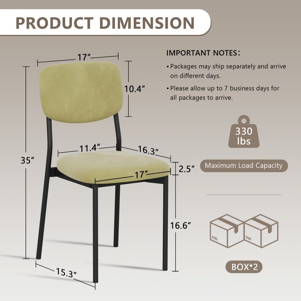 Modern Dining Chair Set for 2-4-6 People Seating, Stackable Upholstered Dining Room Chairs, Kitchen Chairs with Soft Velvet Or Linen Backrest & Sturdy Metal Legs for Living Room, Restaurant, Chair Set Without Table