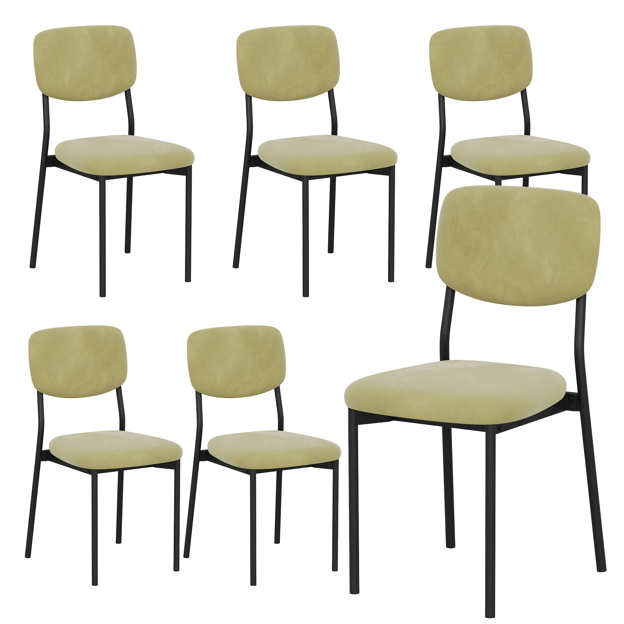 Modern Dining Chair Set for 2-4-6 People Seating, Stackable Upholstered Dining Room Chairs, Kitchen Chairs with Soft Velvet Or Linen Backrest & Sturdy Metal Legs for Living Room, Restaurant, Chair Set Without Table