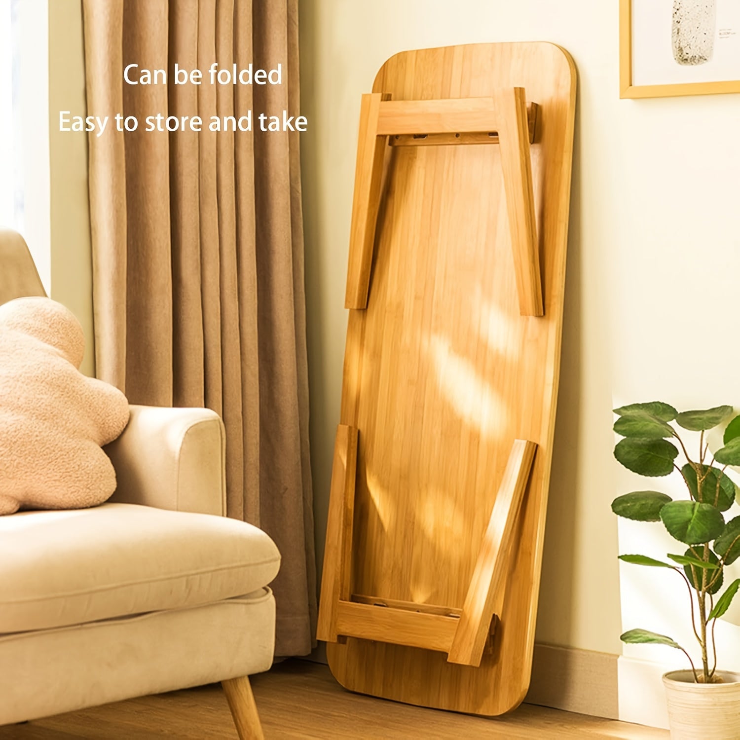 Bamboo Folding Coffee Table, Low-Profile Folding Dining Table, Oriental Folding Table, Suitable for Living Room Small Spaces, Picnic Table, Portable Floor Table, Adult Floor Table, 31.5x15.7x13.8in H