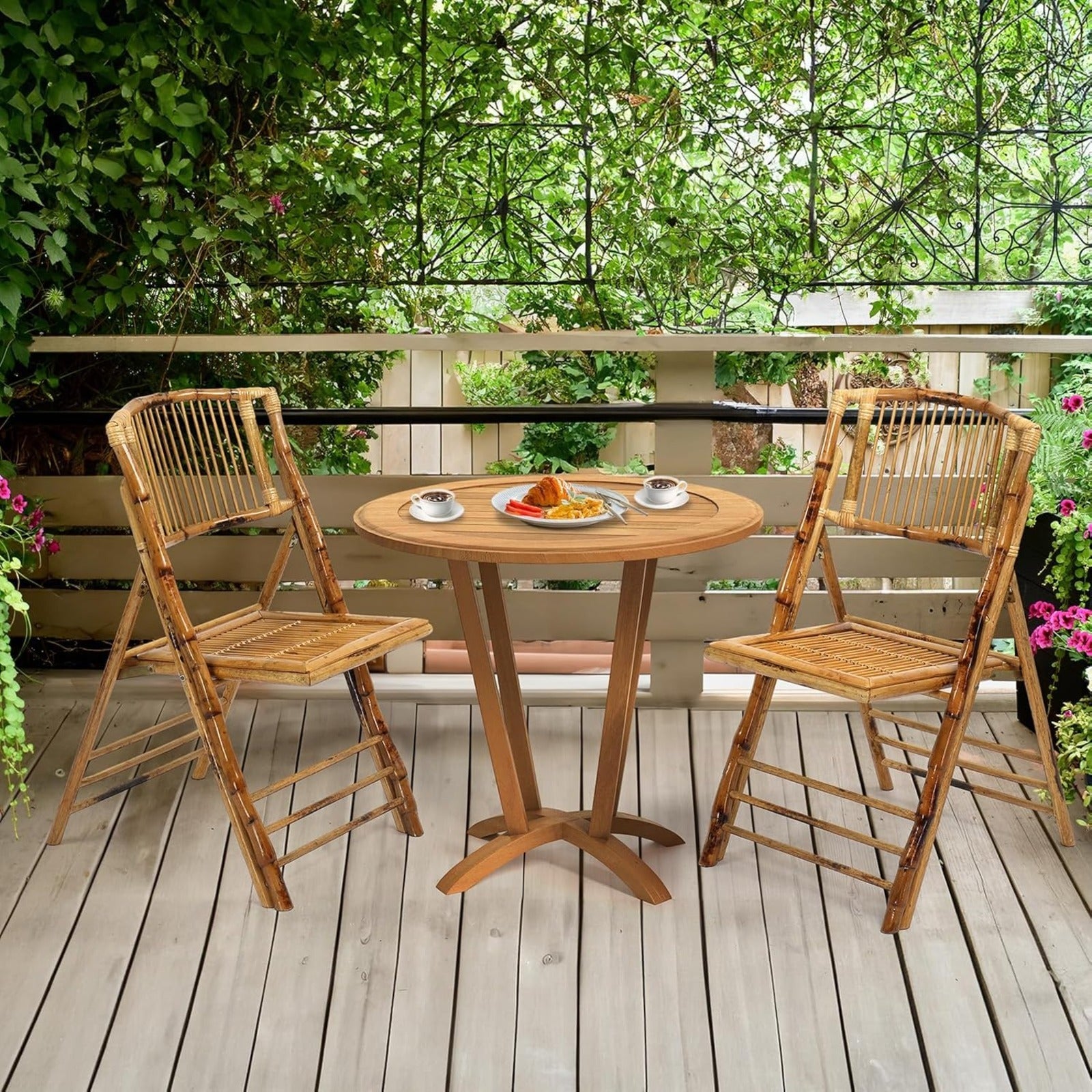 1\u002F2\u002F4 Pack Wooden Bamboo Folding Dining Chairs-Foldable Comfortable Seat Chairs for Indoor Outdoor Garden Lawn Backyard Patio Porch Wedding Party Event Banquet Stacking Chairs