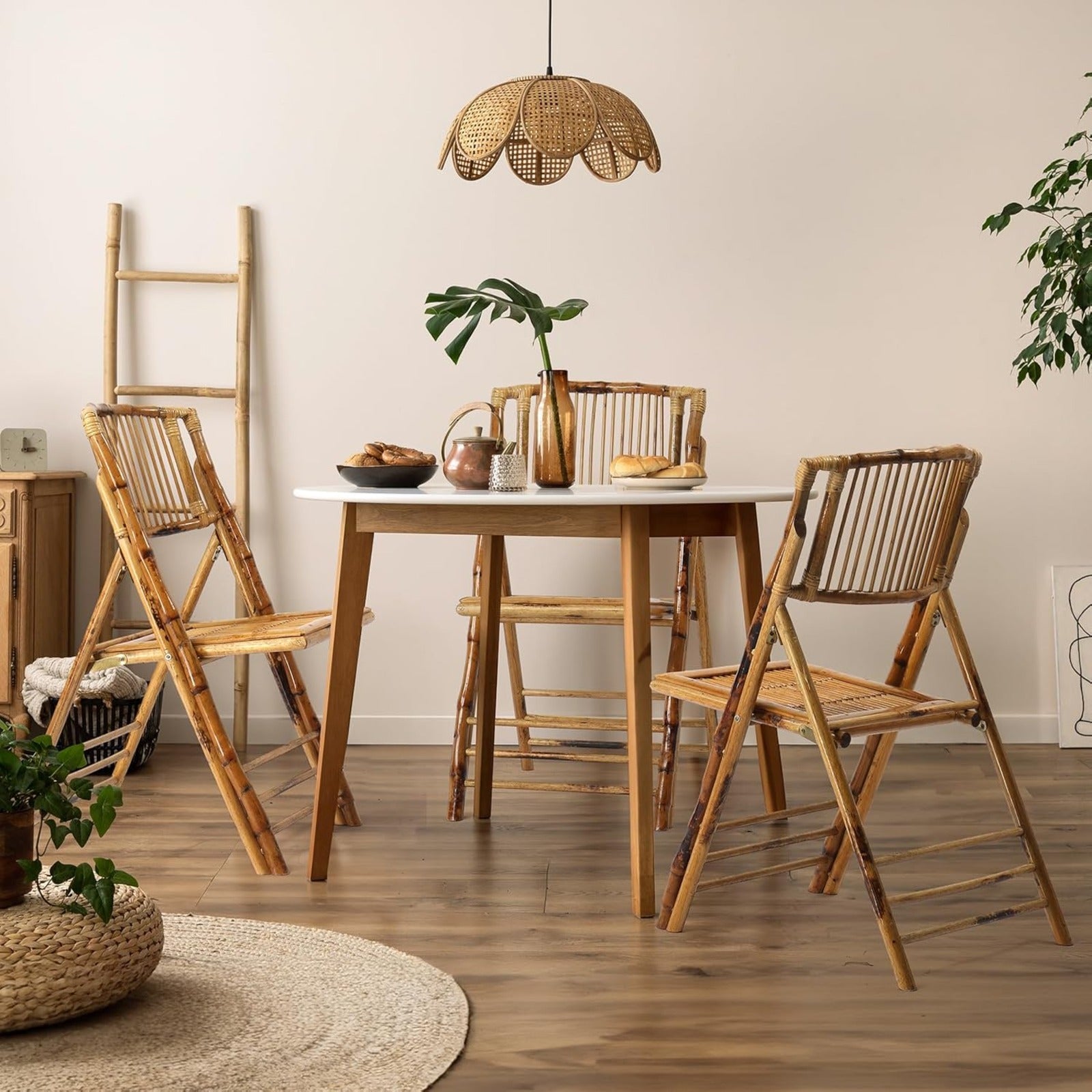 1\u002F2\u002F4 Pack Wooden Bamboo Folding Dining Chairs-Foldable Comfortable Seat Chairs for Indoor Outdoor Garden Lawn Backyard Patio Porch Wedding Party Event Banquet Stacking Chairs