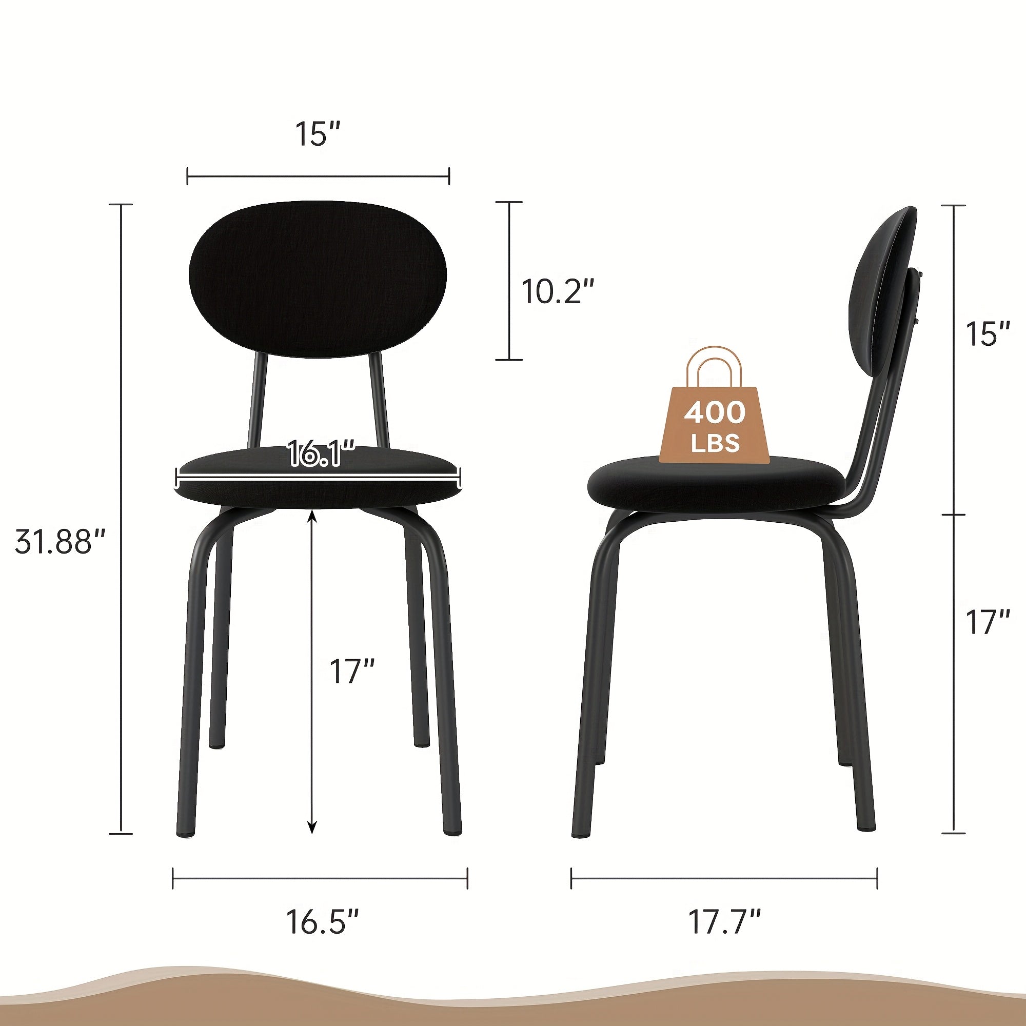 Collection of Four Dining Chairs That Are Stackable, Featuring Foam Cushioning on The Seat And Back, Designed for Modern Spaces, with a Robust Weight Limit of 400 Pounds, Available in Black, Gray, Or Beige