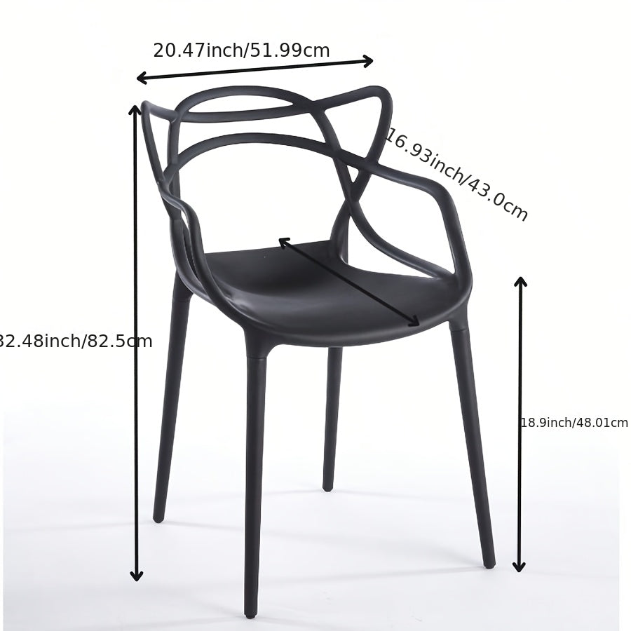 4-Pack Modern Bohemian Stackable Dining Chairs Suitable for Indoor\u002FOutdoor Use, All-Weather Resistant Plastic -Back Chairs with Entangled Side & Color, Space-Saving Patio Furniture for Kitchen, Balcony, Restaurant, Porch