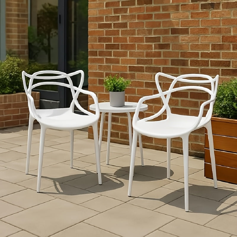 4-Pack Modern Bohemian Stackable Dining Chairs Suitable for Indoor\u002FOutdoor Use, All-Weather Resistant Plastic -Back Chairs with Entangled Side & Color, Space-Saving Patio Furniture for Kitchen, Balcony, Restaurant, Porch