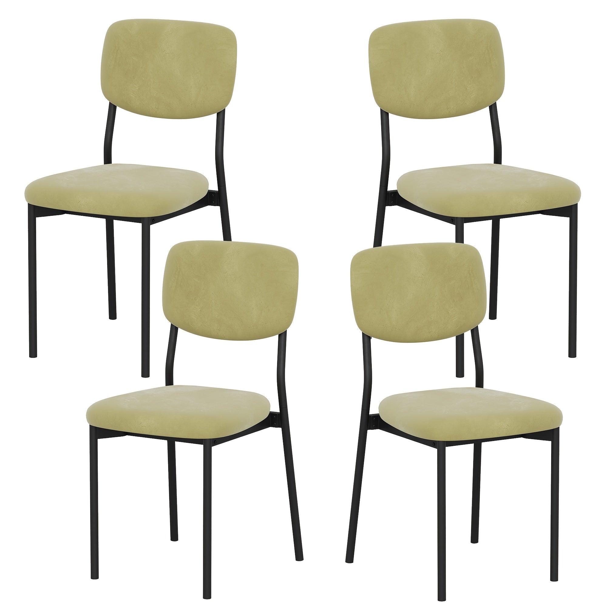 Modern Dining Chair Set for 2-4-6 People Seating, Stackable Upholstered Dining Room Chairs, Kitchen Chairs with Soft Velvet Or Linen Backrest & Sturdy Metal Legs for Living Room, Restaurant, Chair Set Without Table