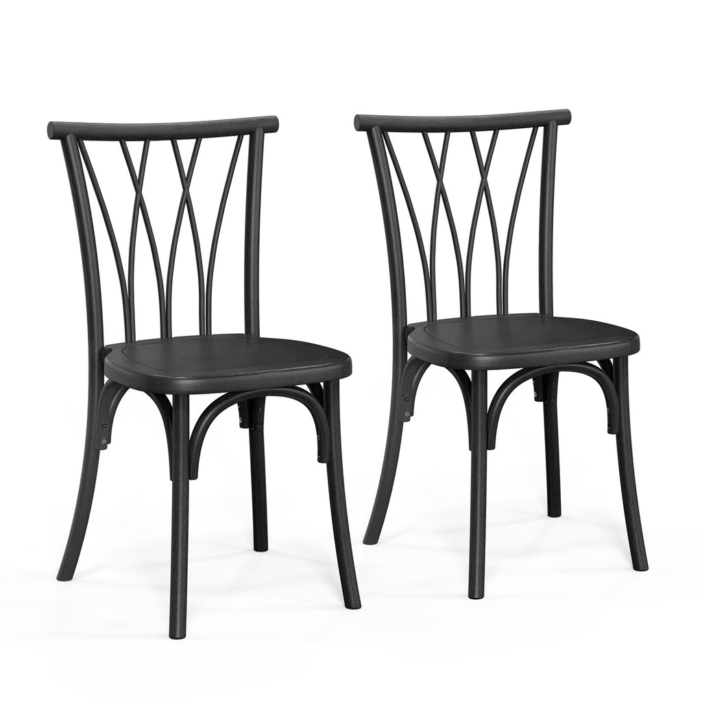 Outdoor Plastic Dining Chairs Set of 2, Stackable Wicker Back Patio Chairs, Waterproof Indoor Outdoor Kitchen Chairs with 400lbs Capacity Brown\u002FBlack\u002FWhite Stacking Chairs