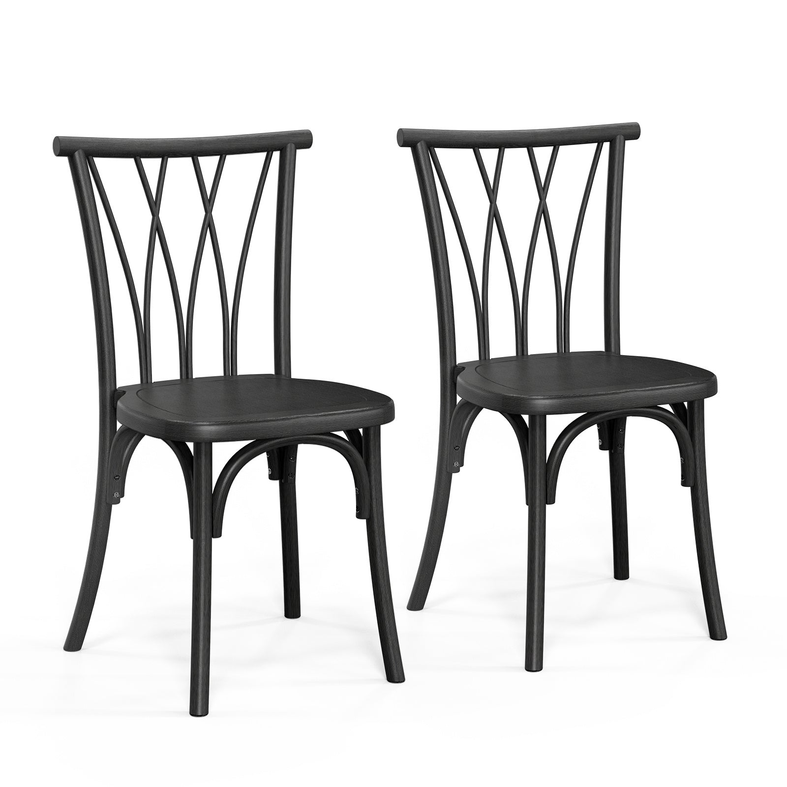 Outdoor Plastic Dining Chairs Set of 2, Stackable Wicker Back Patio Chairs, Waterproof Indoor Outdoor Kitchen Chairs with 400lbs Capacity Brown\u002FBlack\u002FWhite Stacking Chairs