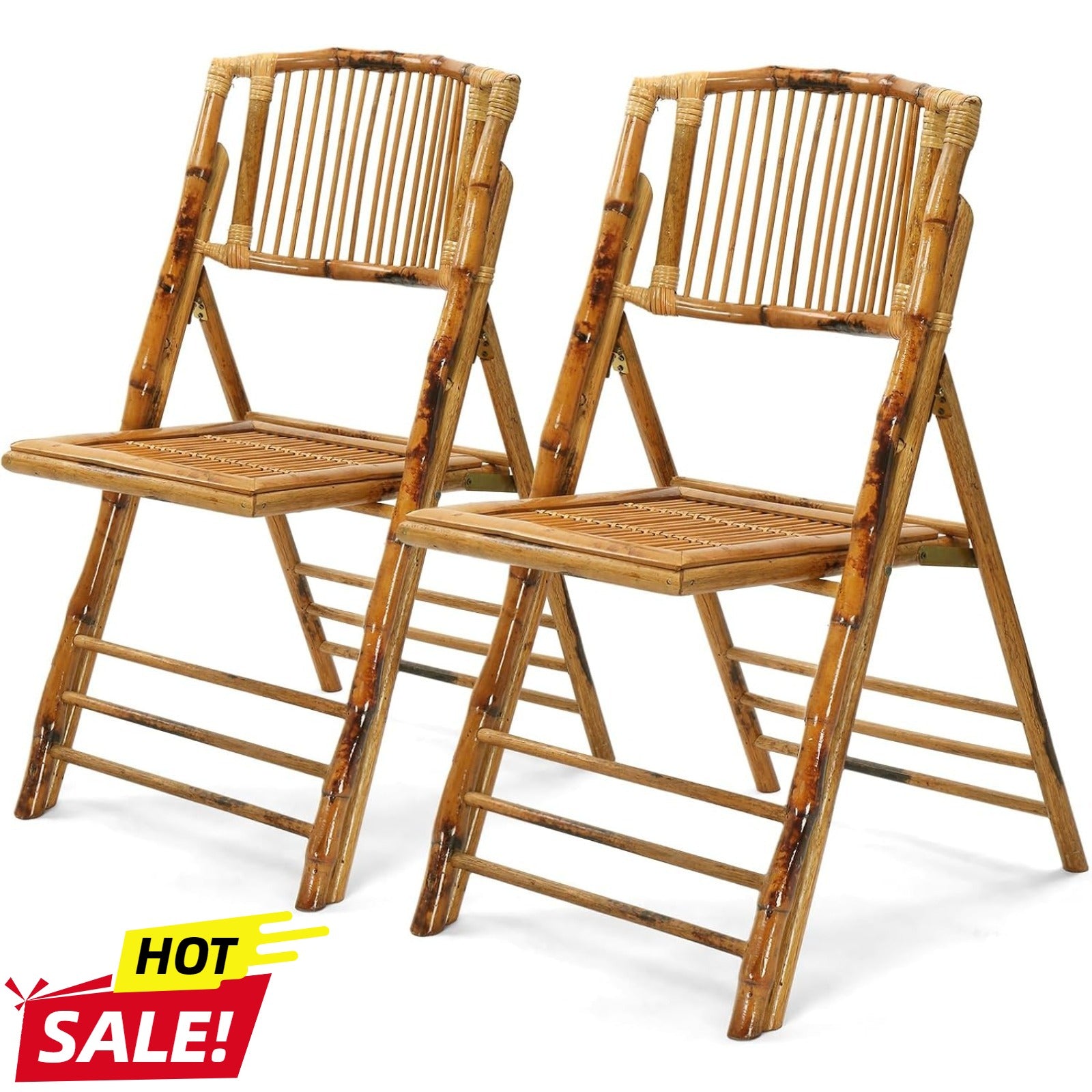 1\u002F2\u002F4 Pack Wooden Bamboo Folding Dining Chairs-Foldable Comfortable Seat Chairs for Indoor Outdoor Garden Lawn Backyard Patio Porch Wedding Party Event Banquet Stacking Chairs