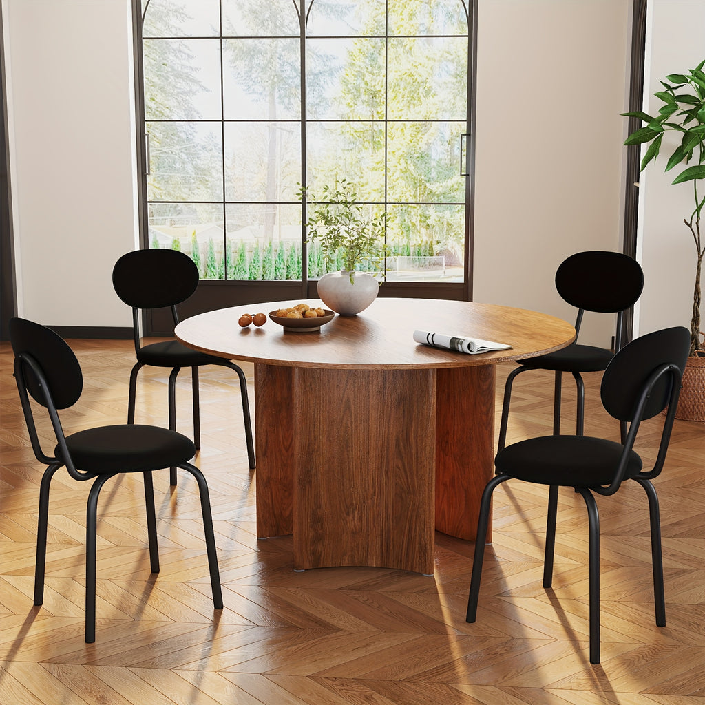 Collection of Four Dining Chairs That Are Stackable, Featuring Foam Cushioning on The Seat And Back, Designed for Modern Spaces, with a Robust Weight Limit of 400 Pounds, Available in Black, Gray, Or Beige