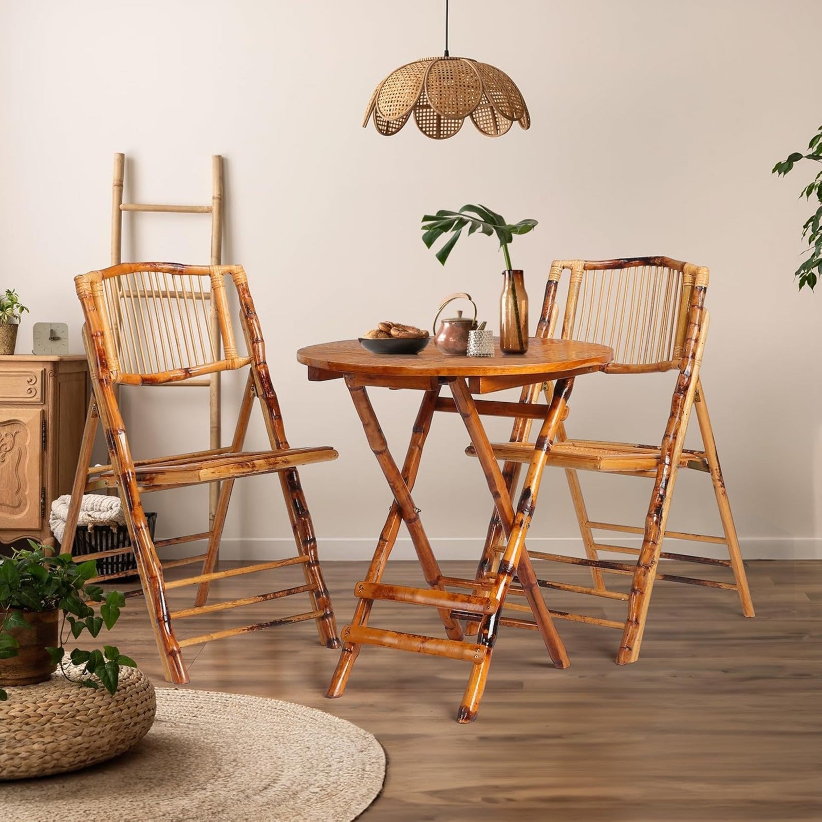 1\u002F2\u002F4 Pack Wooden Bamboo Folding Dining Chairs-Foldable Comfortable Seat Chairs for Indoor Outdoor Garden Lawn Backyard Patio Porch Wedding Party Event Banquet Stacking Chairs