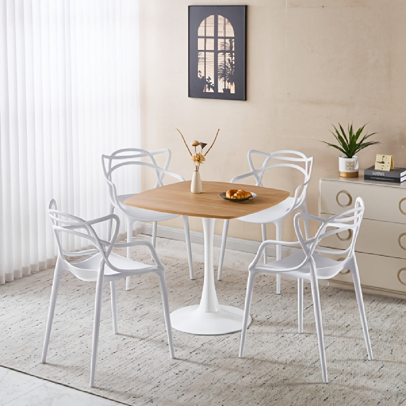 4-Pack Modern Bohemian Stackable Dining Chairs Suitable for Indoor\u002FOutdoor Use, All-Weather Resistant Plastic -Back Chairs with Entangled Side & Color, Space-Saving Patio Furniture for Kitchen, Balcony, Restaurant, Porch